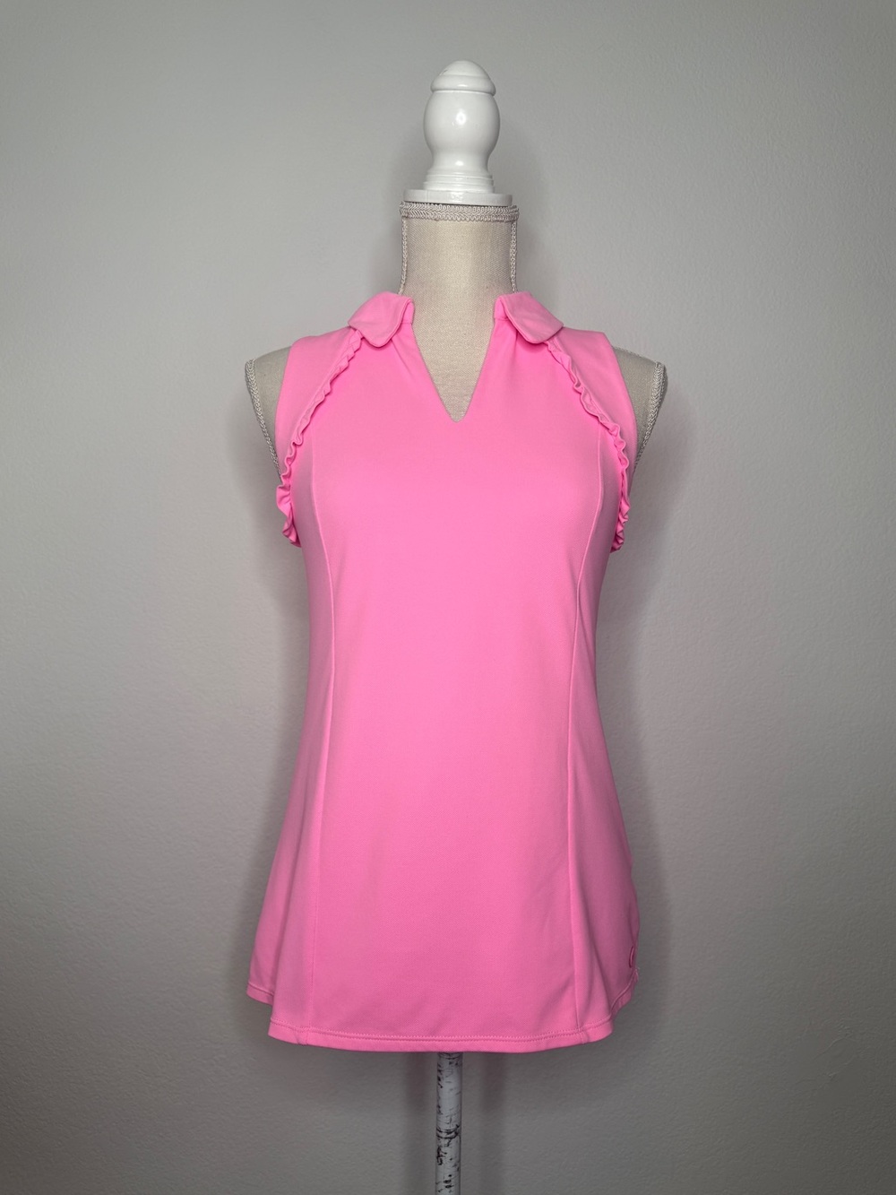 Lilly Pulitzer Pink Sleeveless Ruffle V‑Neck Tank Top Size S